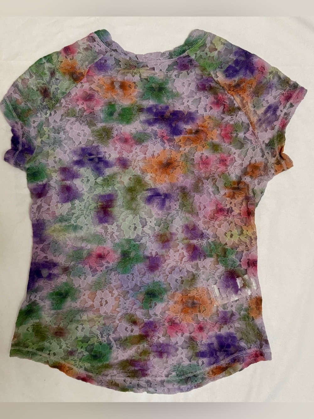Anthropologie Pilcro Floral Short-Sleeve Mock-Neck Lace Top Medium
